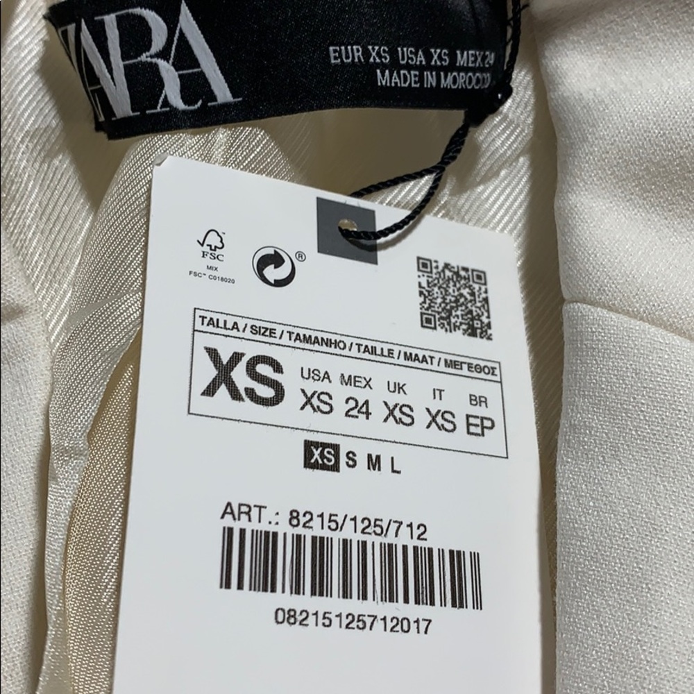 NWT. Zara Ivory Lapel Collar Blazer. Size XS, S. - Picture 7 of 8